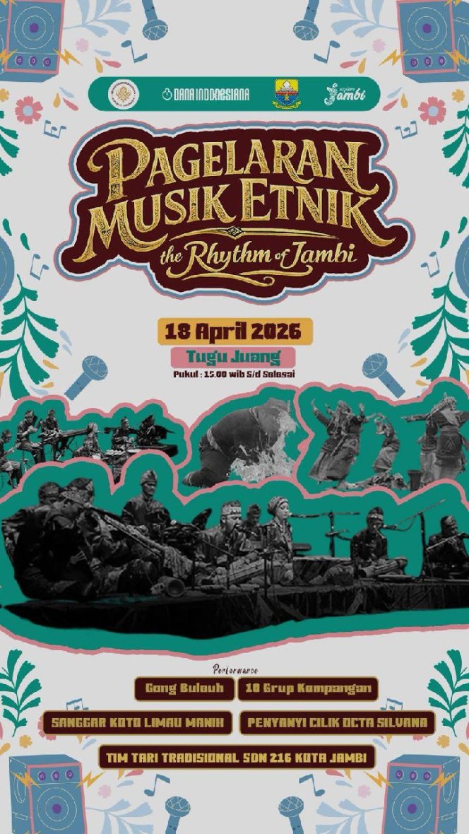 
					Pagelaran Etnik Tugu Juang Jambi Digelar 17–18 April 2026, Hadirkan Ragam Seni Budaya dan Pasar Kuliner Tradisional