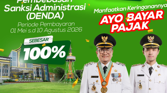 
					HUT Kota Jambi 2026 Jadi Momentum Keringanan Pajak, Pemkot Berikan Diskon PBB dan Pembebasan Denda